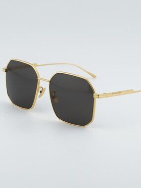 Bottega Veneta BV1108SA 001 Sunglasses Gold Square Frame, Grey Lenses